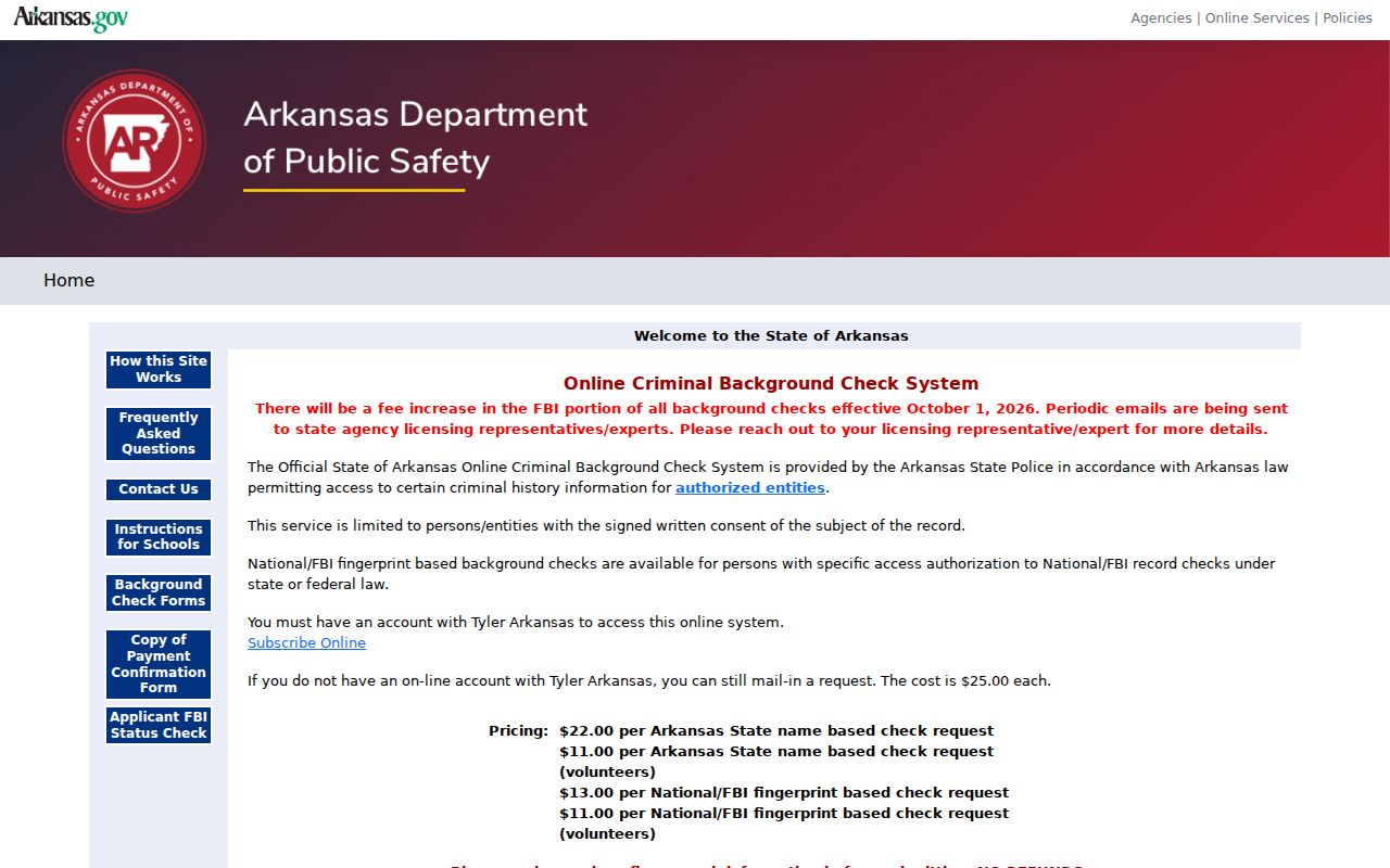 Fulton County criminal history Arkansas Online Criminal Background Check System